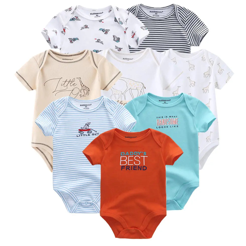 8 PCS/lot summer short sleeve baby boy bodysuit baby boy jumpsuit set ropa bebe baby boy clothes