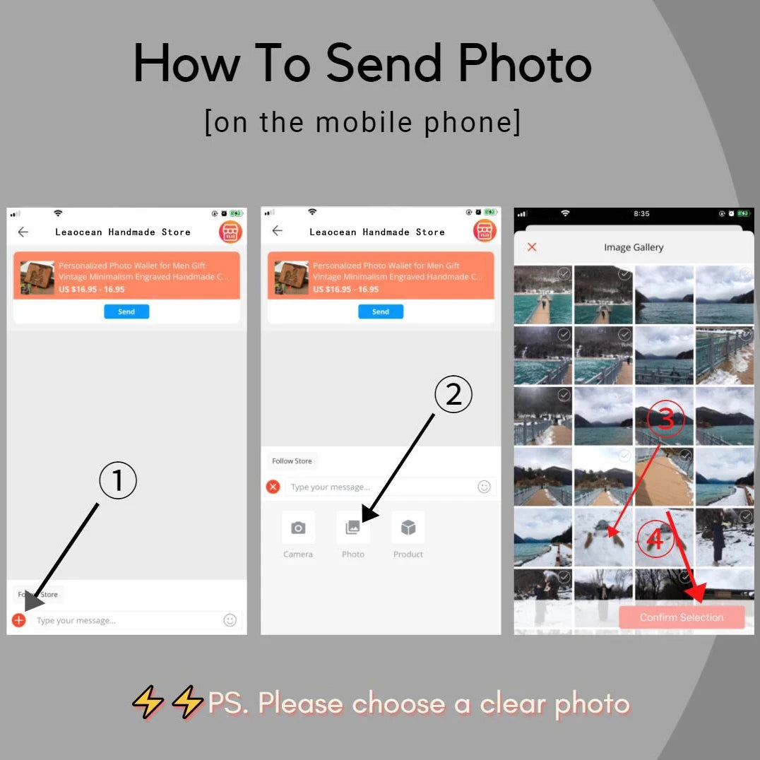 Custom Picture Engraving Wallet Women's Photos Engraved Trifold Photo Wallet Long Section Hand Customize Mother's day gift