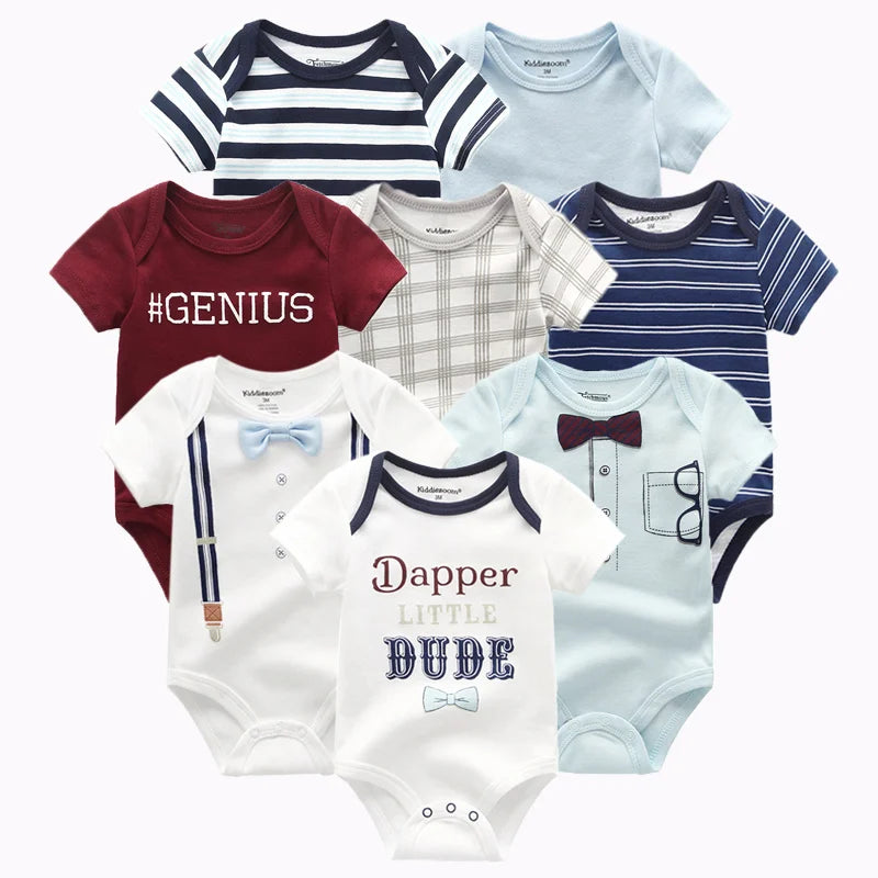 8 PCS/lot summer short sleeve baby boy bodysuit baby boy jumpsuit set ropa bebe baby boy clothes