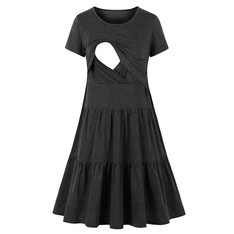 New Women's Pregnancy Sleeveless Nursing Pleat Dress Maternity Dress Breastfeeding Clothes Knee Length Pregnancy Dresses