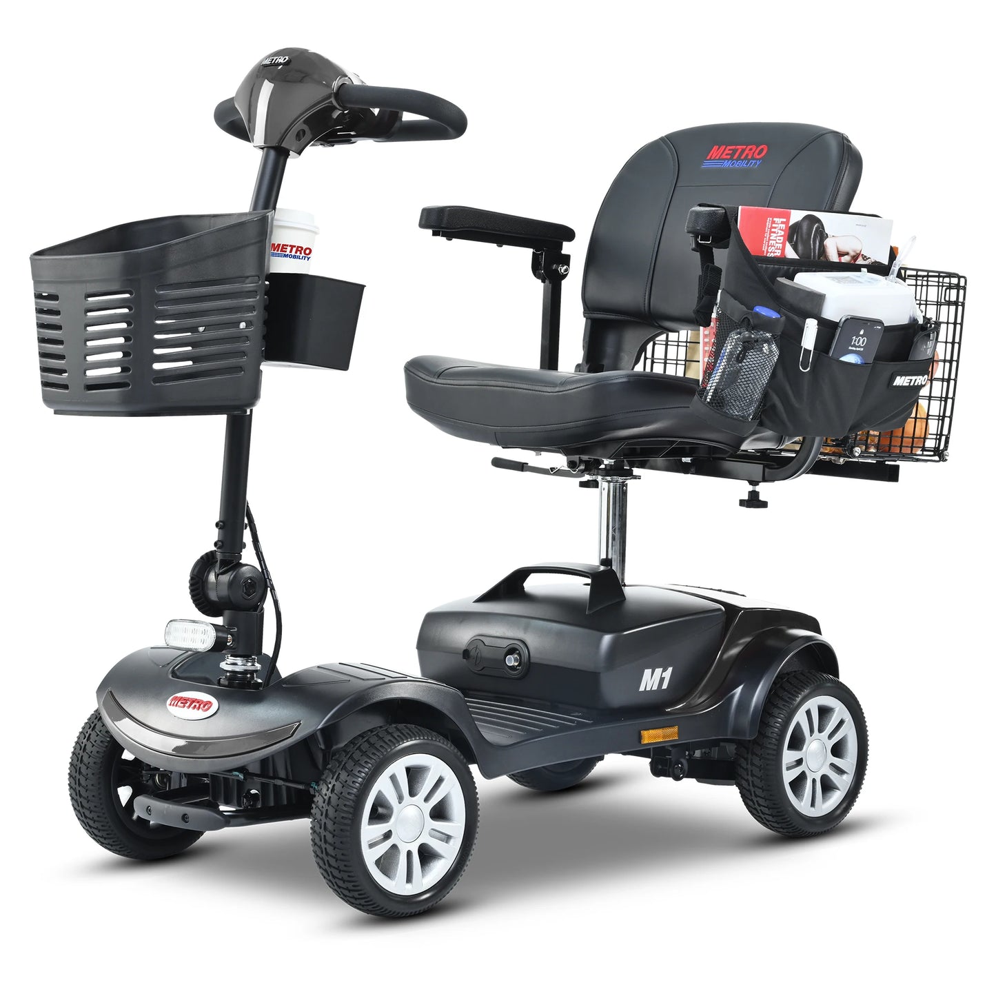 Compact Travel Mobility Scooter with 3.9 inches Front and Rear Solid Tires, Four Wheels Mobility Scooter for Adults