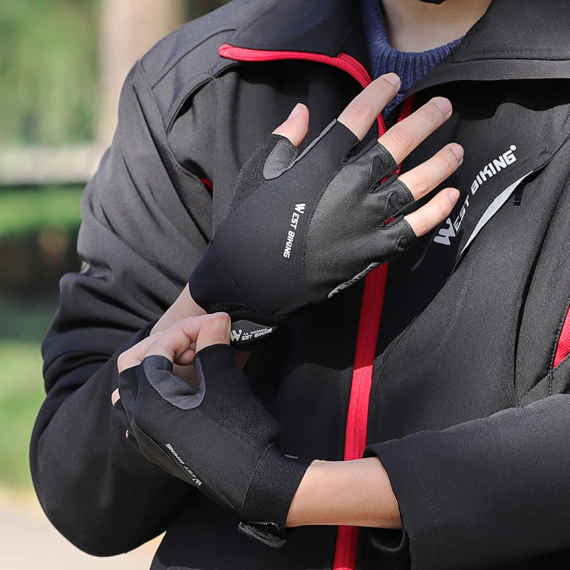 WEST BIKING Summer Cycling Half Finger Gloves, Motorcycle M-T-B Road Bike Gloves For Men and Women Non-Slip Finger-less Riding Gloves
