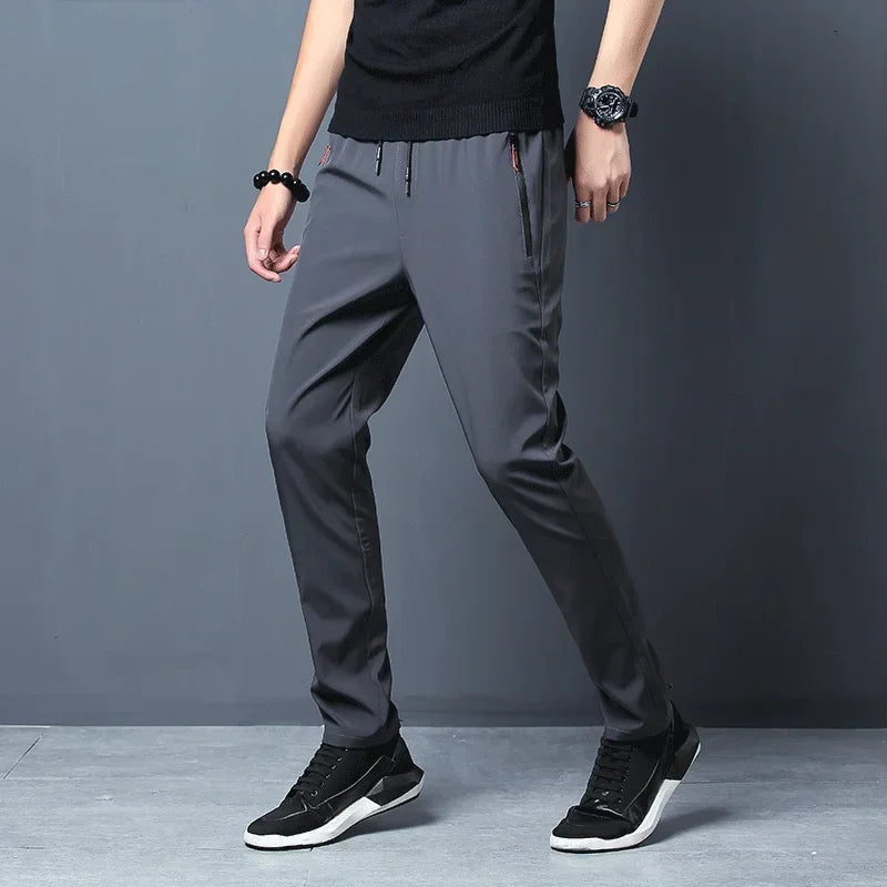 Men's Casual Pants Stretch Slim Fit Elastic Waist Jogger Korean Classic Blue Black Gray Male Brand Trousers Plus Size