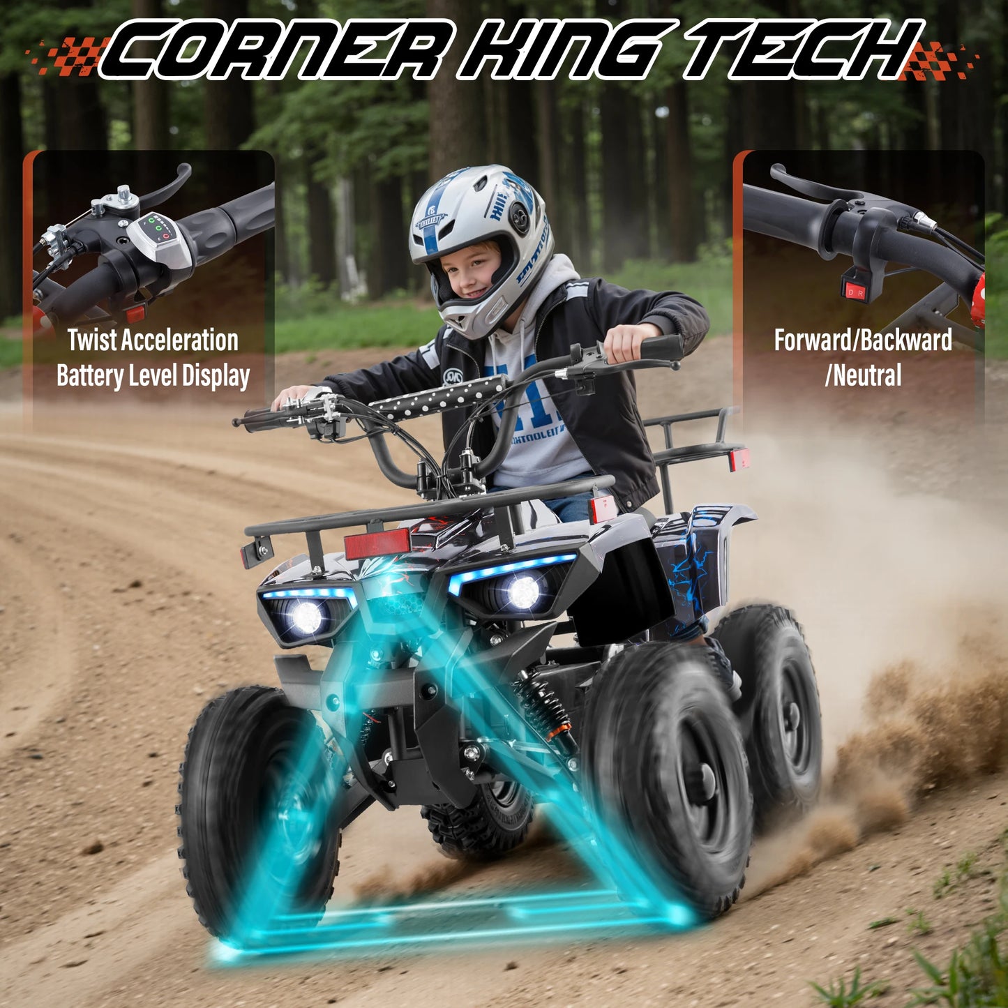 GOOW HILL-SHAZODZA 36V Kids Electric UTV - 800W All-Terrain Power Wheels with Key Start & Triple Disc Brakes