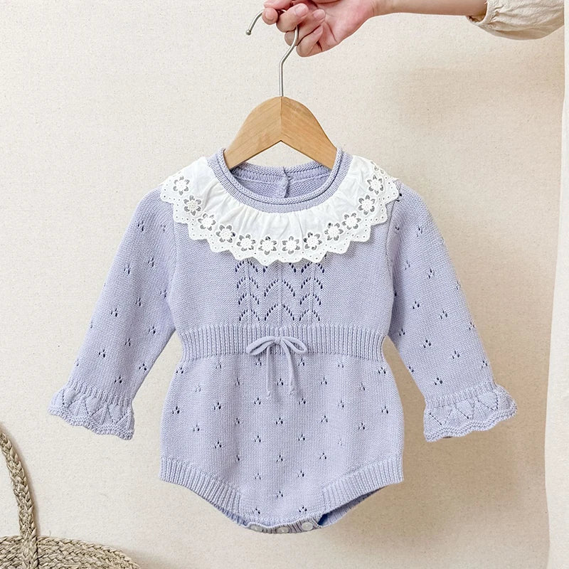 0-24M Warm Baby Clothing Knit Romper Newborn Romper Infant Toddler Boy Girl Long Sleeve Jumpsuit Embroidery Fall Spring Outfits