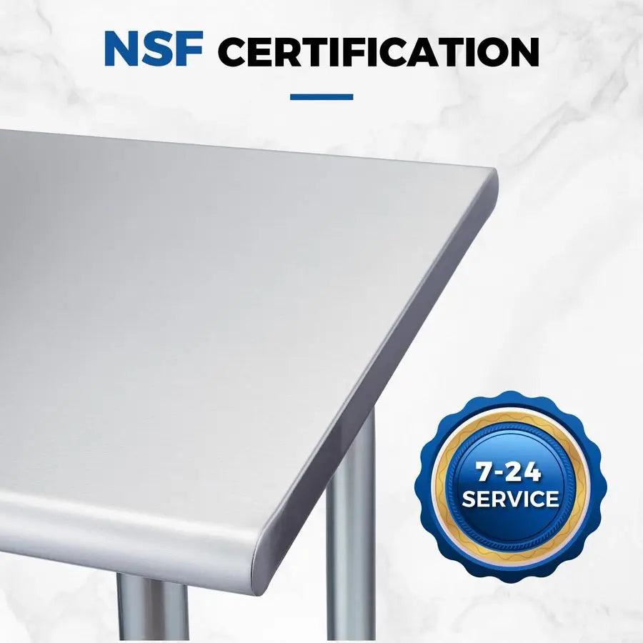 Stainless Steel Prep Table 36 x 24 Inch NSF Commercial Work Table with Under-shelf Heavy Duty Table for Kitchen Restaurant Home Hot