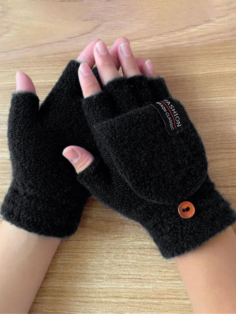 Woman's Double-Sided Heating Gloves Adjustable Temperature Rechargable Mittens Washable Fingerless Hand Warmer Warm for Outdoor Hiking