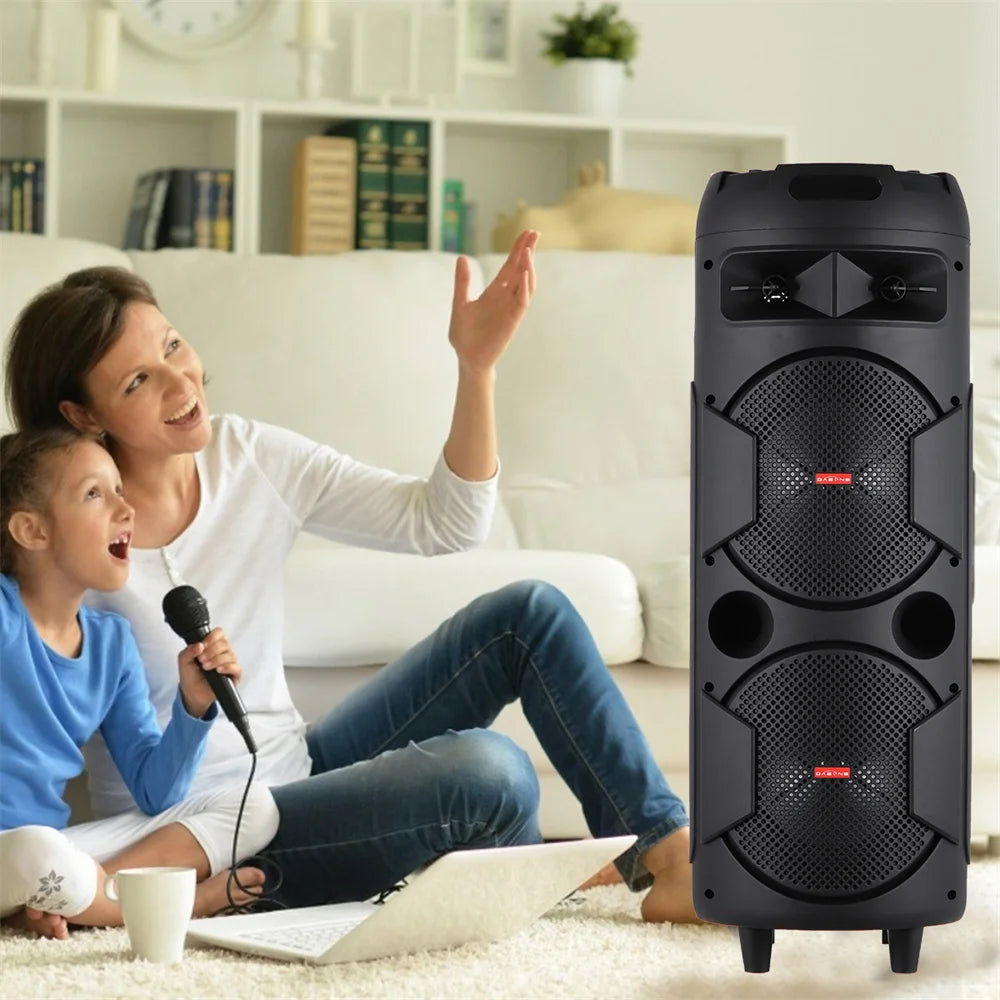 6000 W Portable Bluetooth Speaker Sub woofer Heavy Bass Sound System Party D J Karaoke RGB Light Rechargeable Speaker