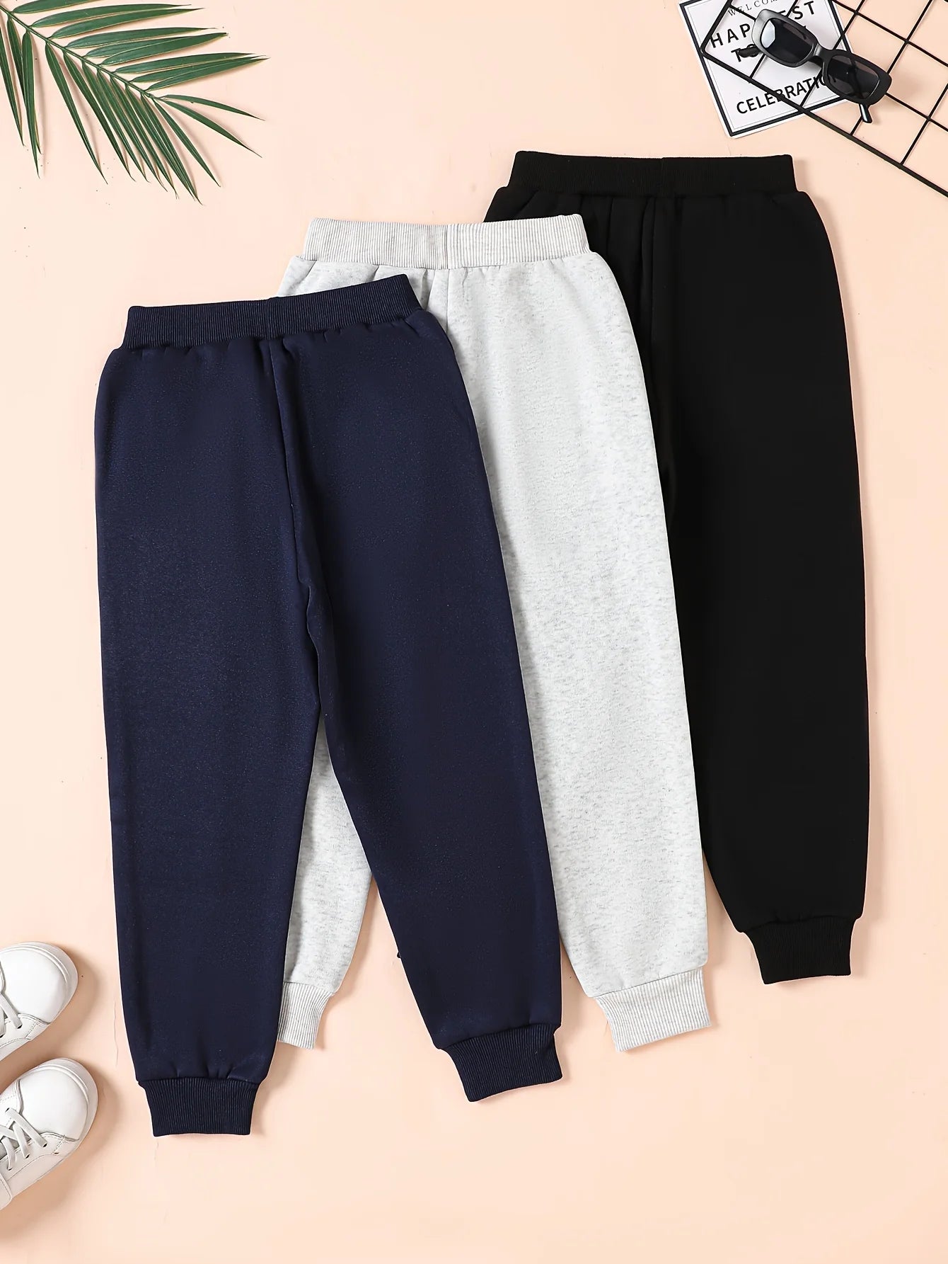 3 Pack Boys Jogger Pants Letter Print Autumn Winter Casual Sports Bottoms Children Comfortable Outfit