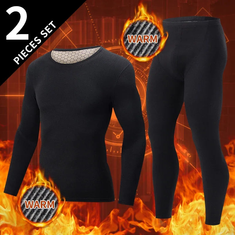 2-Piece Men's Fashion Autumn Clothes And Long-sleeved Trousers Set For Teenagers' Thermal Underwear At The End Of Autumn And Win