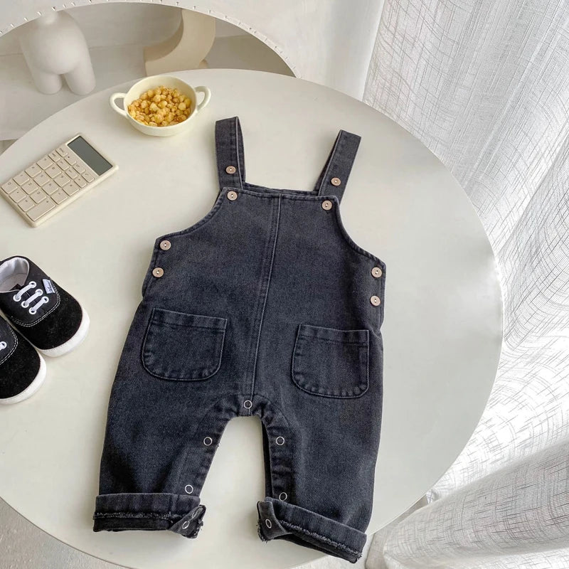 New spring baby clothes for 0 - 3 years old, neutral denim jumpsuits and striped tops, sold separately