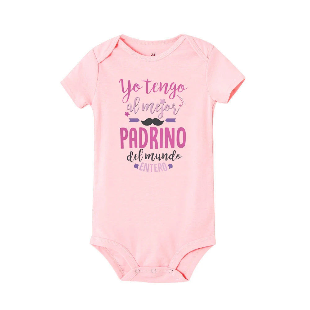 I Have The Best Godfather in The Entire World Spanish Print Baby Romper Funny Newborn Outfit Infant Short Sleeve Bodysuit Gift
