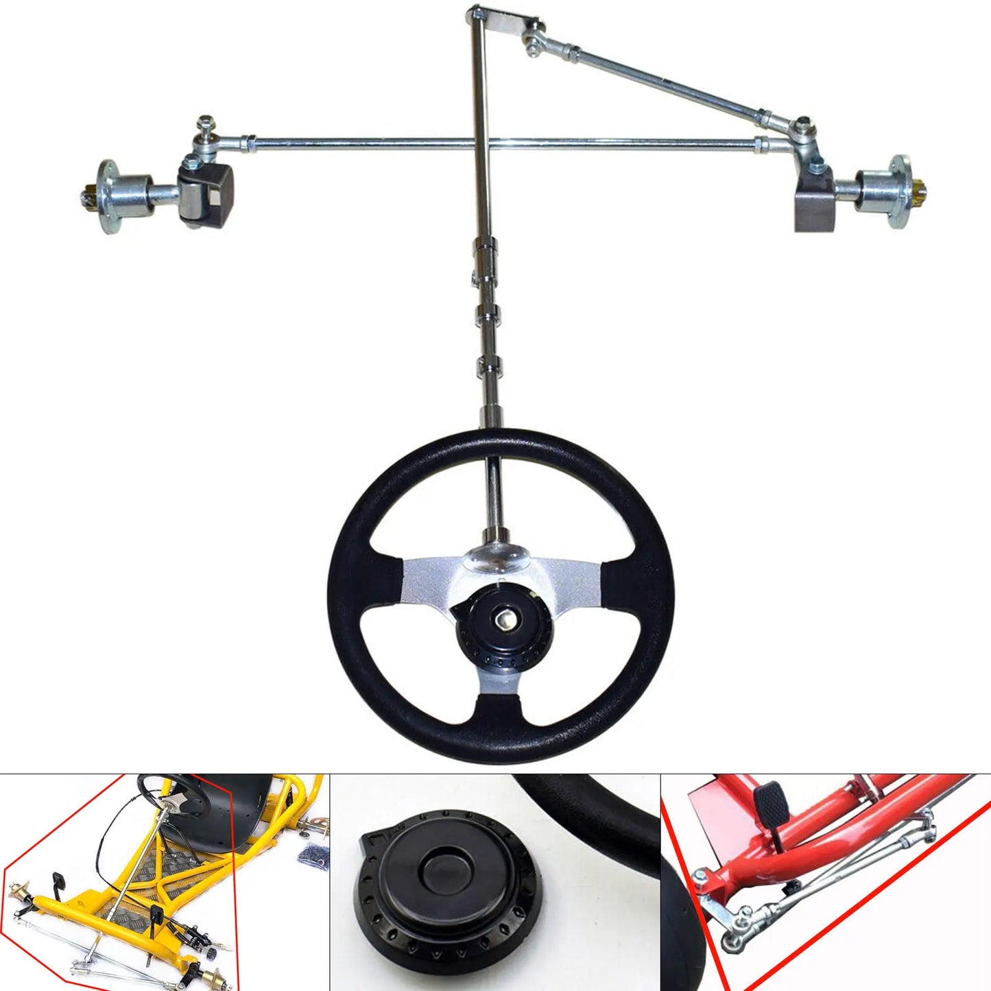 Go Kart Front Axle Kit - Go Kart Steering Set Tie Rod Wheels Trike Kit Drift Trike Axle For DIY Go Kart ATV