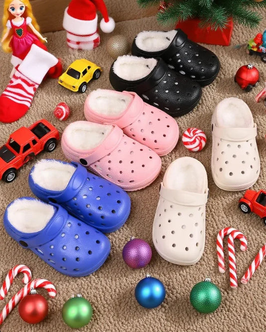 New Winter Concise Plush Slippers Children's Non Slip Soft Sole Kids Boys and Girls Warm Home Cotton Shoes