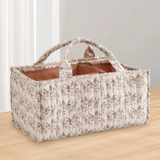 Floral Portable Holder Tote Bag with Removable Divider Storage Diaper Organizer for Baby Wipes Newborn Essentials Must Haves