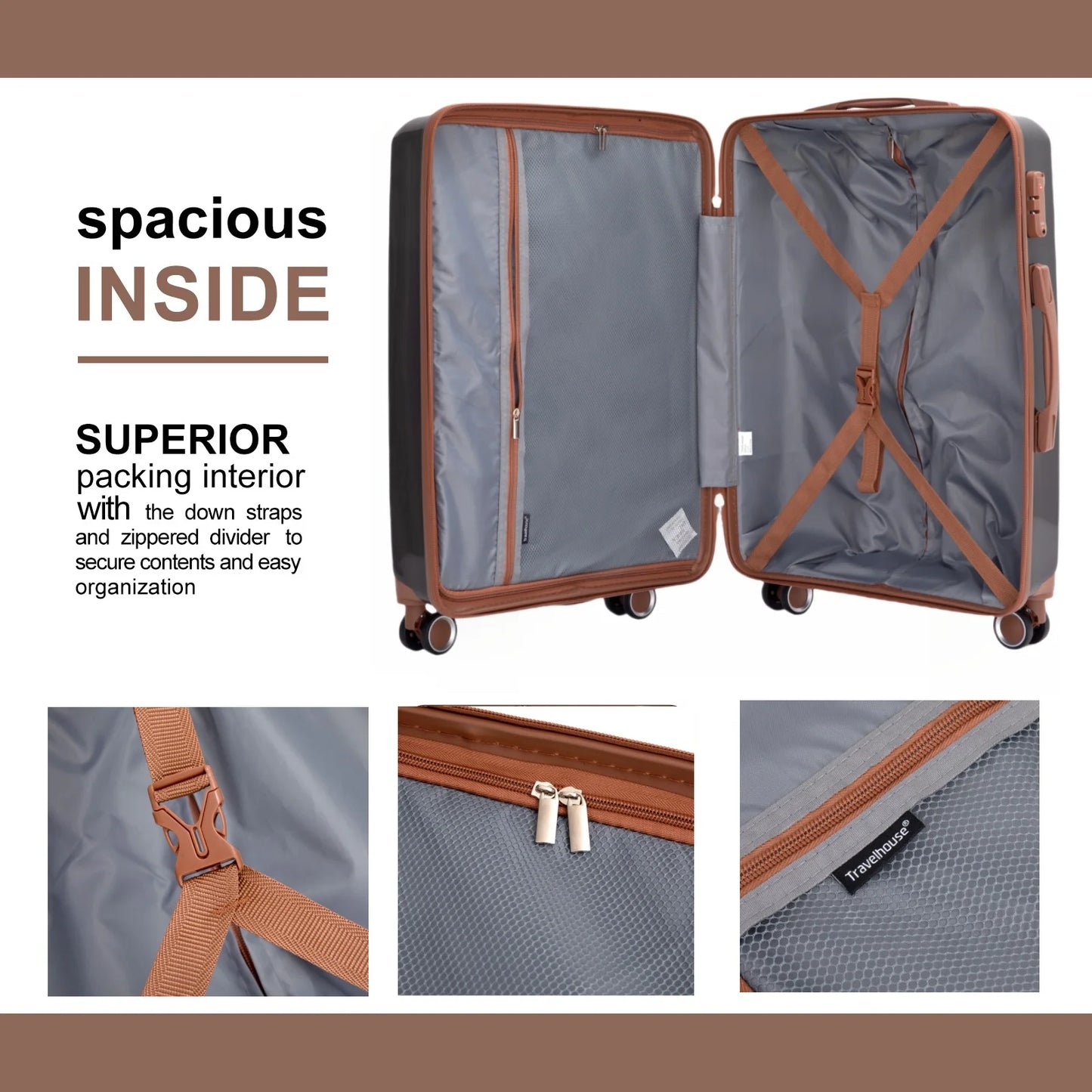 Luggage Sets 5 Piece,Suitcases with Double Spinner Wheels and TSA Lock,Hard-case 3 set Luggage with Travel Duffel Bag