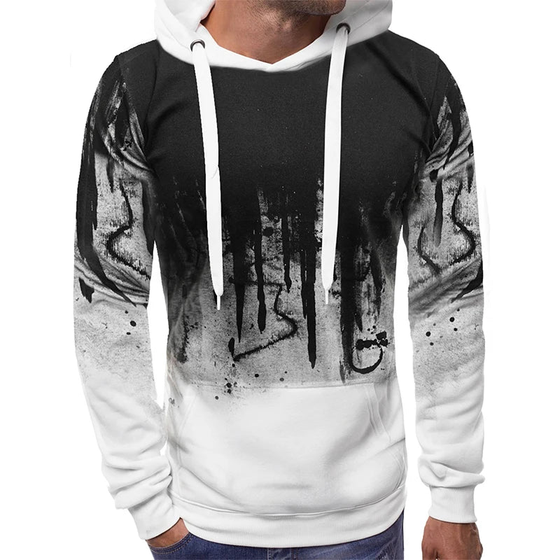 Men s Oversized Hood Sweatshirt 3D Printed Long Sleeve Loose Hoodies with Kangaroo Pocket for Autumn Winter