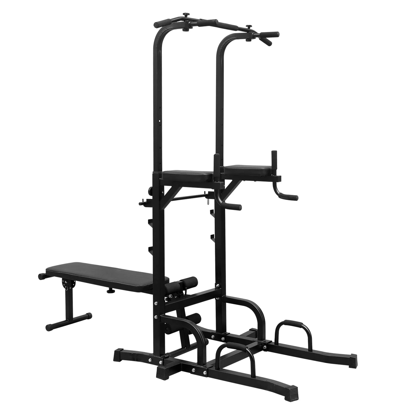 Power Tower Parallel Bar Station with Bench Pull-Up Bar Holder, Adjustable Height, Multifunctional Fitness Training Equipment