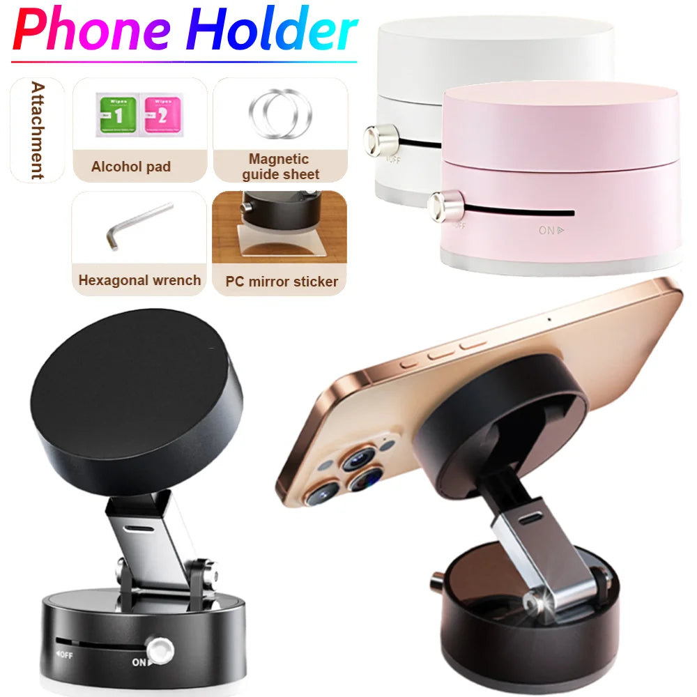 Magnetic Electric Vacuum Car Phone Holder Vacuum Suction Mobile Phone Holder Vacuum Suction Cup Phone Mount for Car Gym Mirror