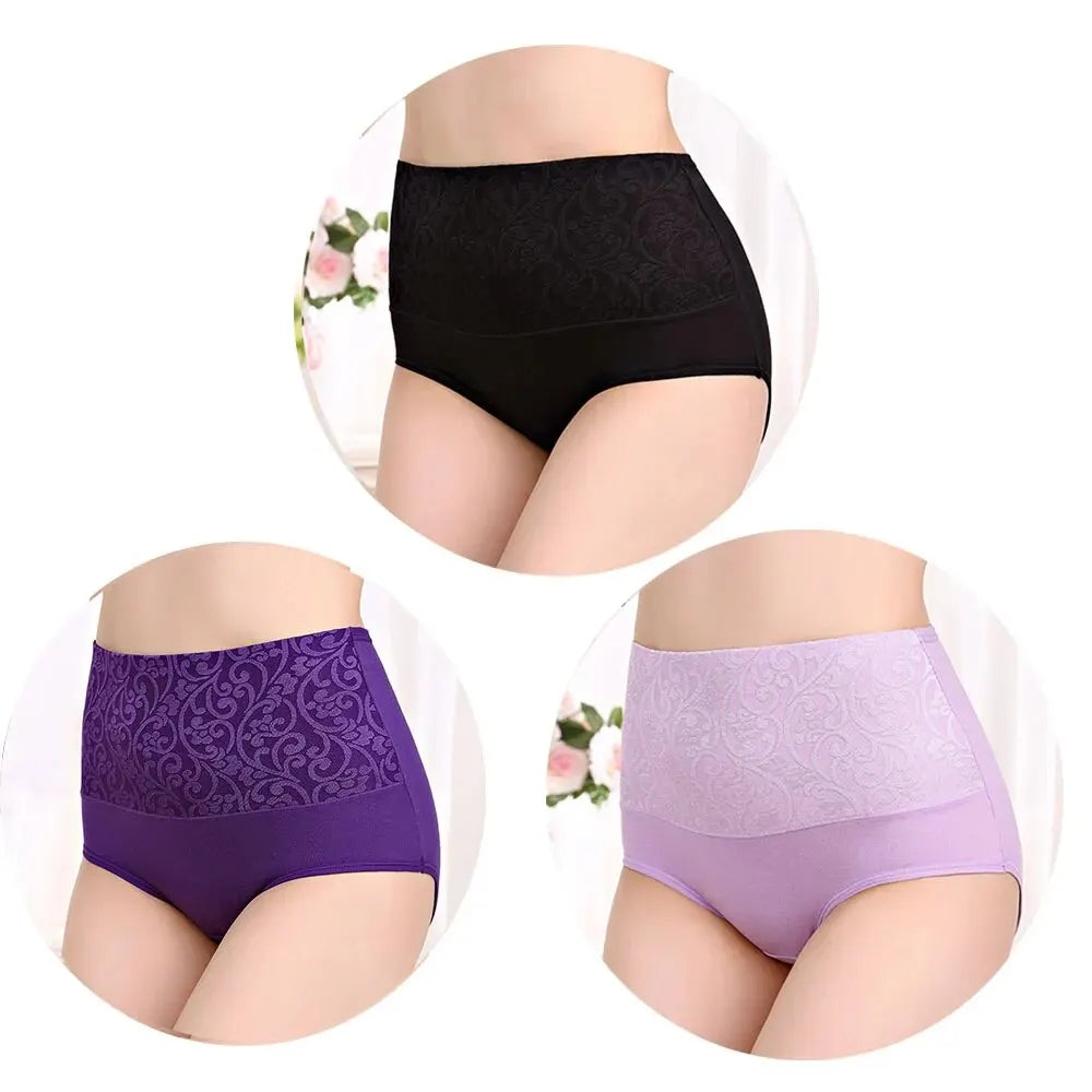 3Pcs/Lot Plus Size Underwear Women High Waist Women's Panties Cotton Brief Girl Breath Panty Abdominal Underpants Ladies L-5XL