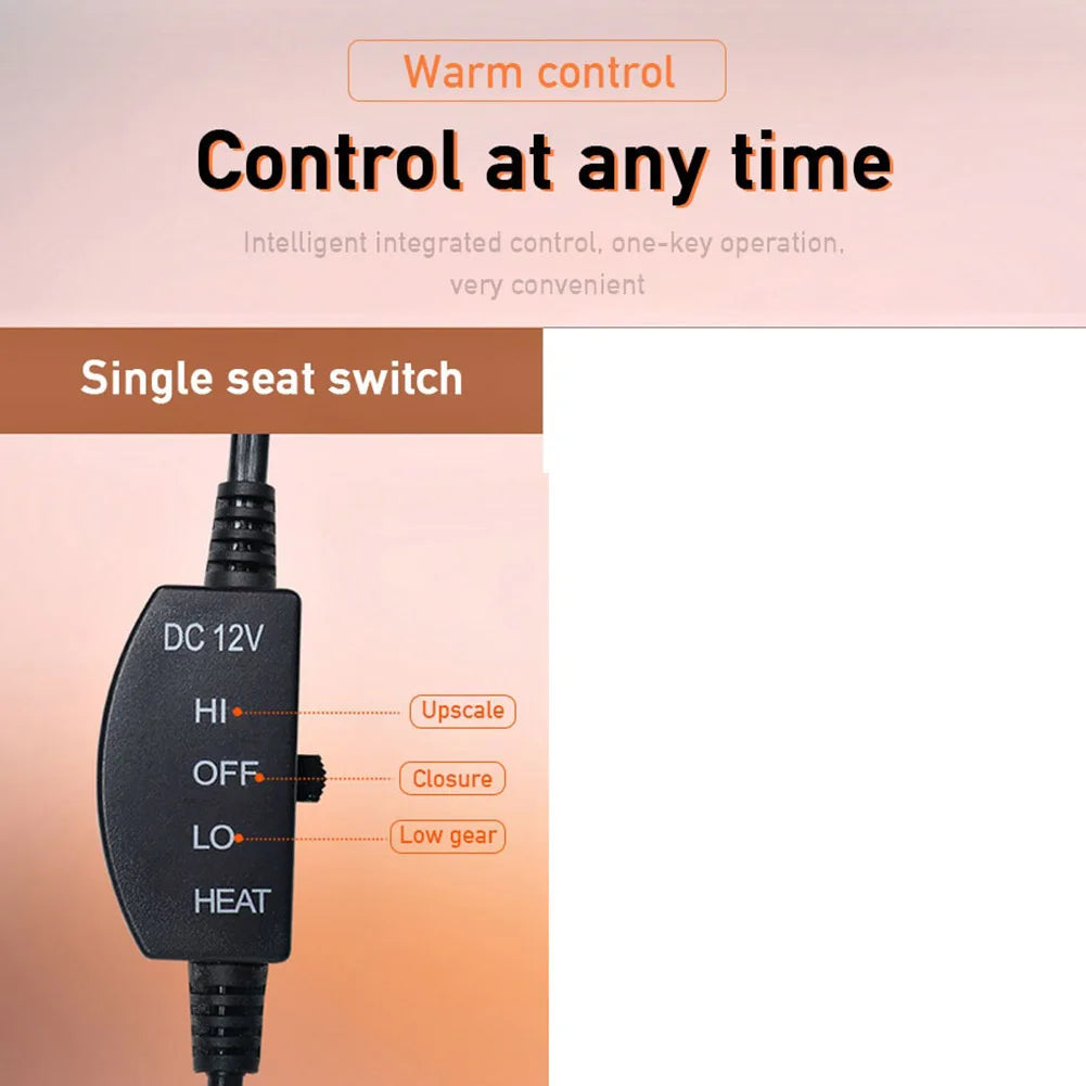 Car Heated Seat Cover 12 V Heating Electric Car Seat Cushion 2 Gear Adjustable Non-slip Breathable Auto Interior Accessories