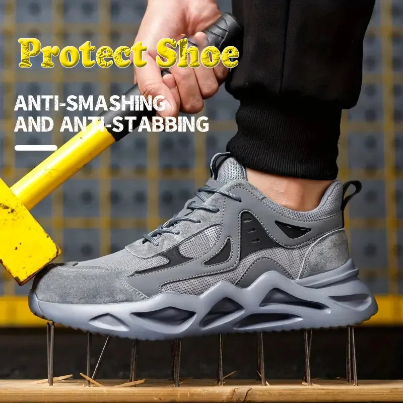 Men's Comfortable Soft-Soled Smash and Puncture Resistant Work Shoes