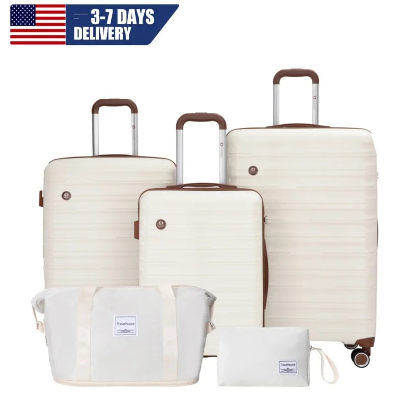 Luggage Sets 5 Piece,Suitcases with Double Spinner Wheels and TSA Lock,Hard-case 3 set Luggage with Travel Duffel Bag