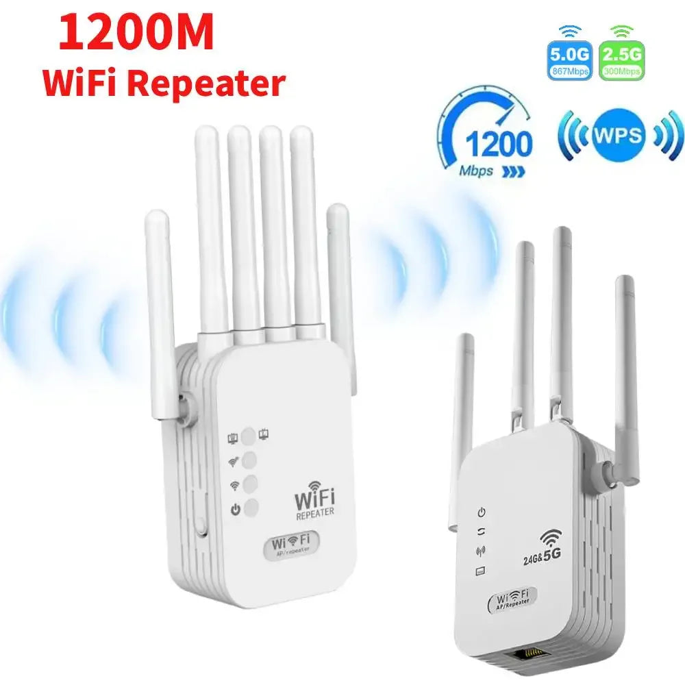 1200 Mbps 2.4 G/5 GHz Dual-Band WiFi Repeater Wireless WiFi Signal Extender Amplifier Router Long Range Network Signal Booster