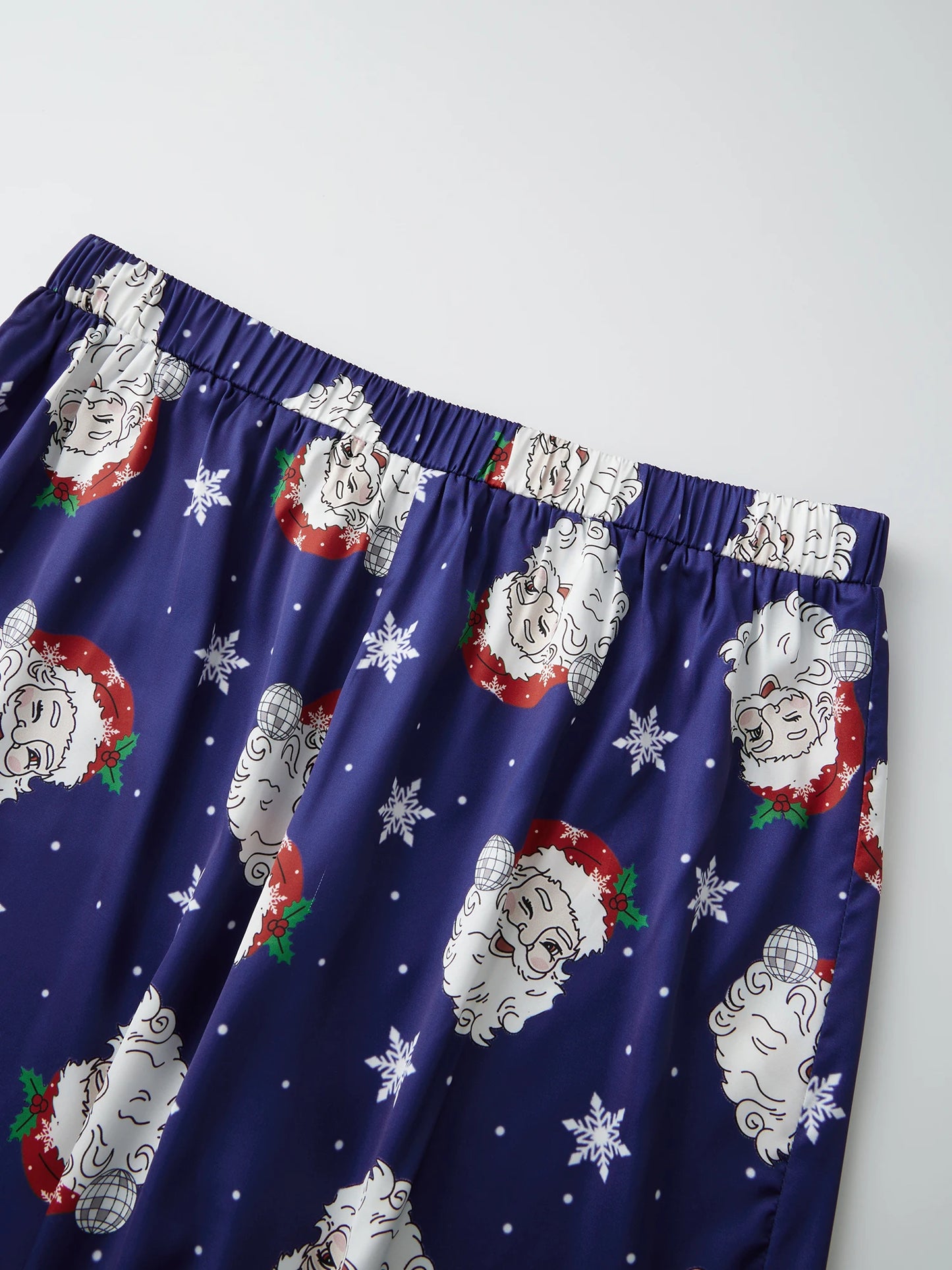 Family Matching Christmas Pajamas Set Dad and Son Santa Print Tops Pants Holiday Satin Pajamas Sleepwear