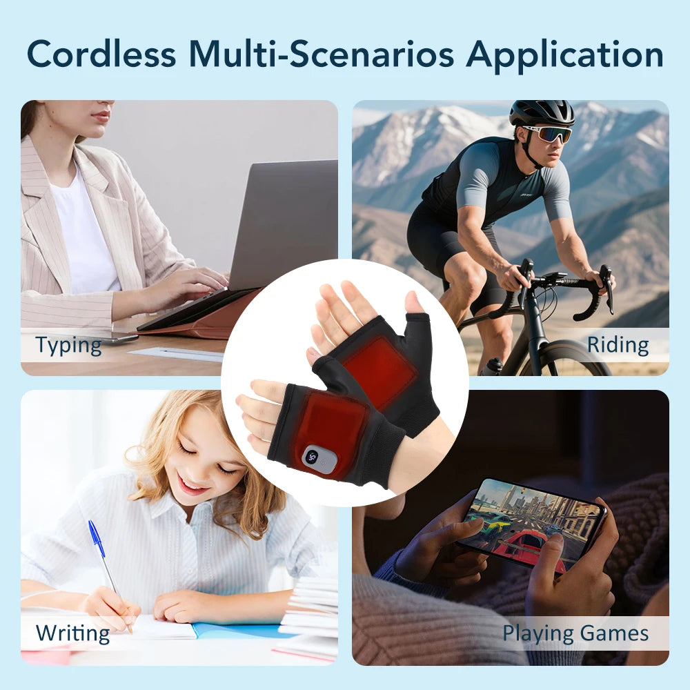 3 Levels Electric Heated Gloves Rechargeable 360° Thermal Hand Brace Gloves Windproof Hand Warmer for Outdoor Hiking Cycling