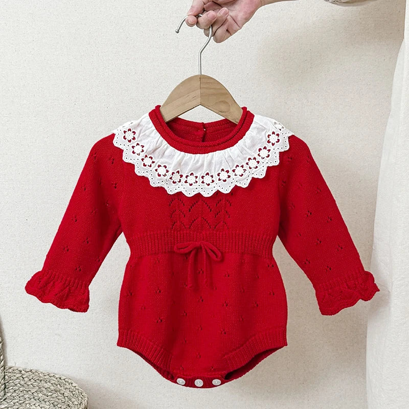 0-24M Warm Baby Clothing Knit Romper Newborn Romper Infant Toddler Boy Girl Long Sleeve Jumpsuit Embroidery Fall Spring Outfits