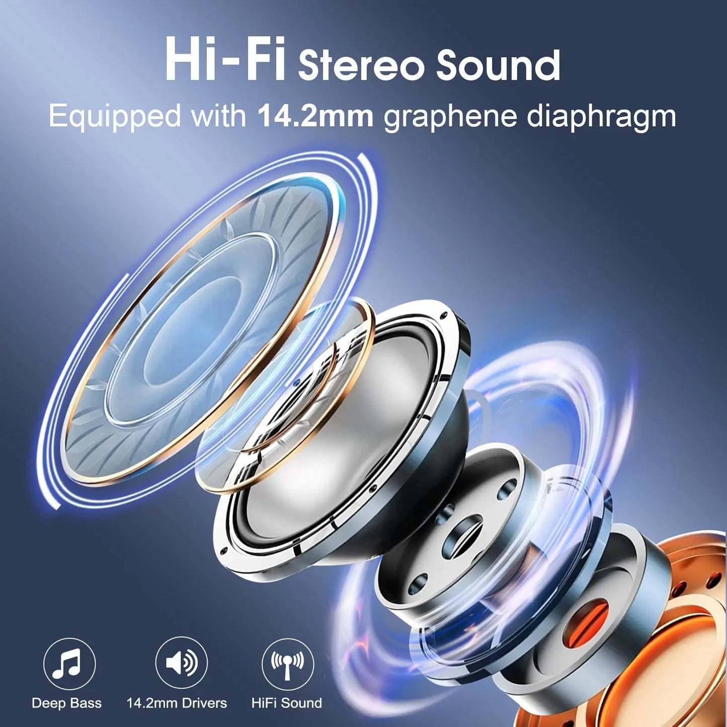 Wireless Earbuds Bluetooth 5.4, 75H Playtime Hi-Fi Stereo Deep Bass, ENC Mic IPX7 Waterproof Earhooks Sport Earphones.
