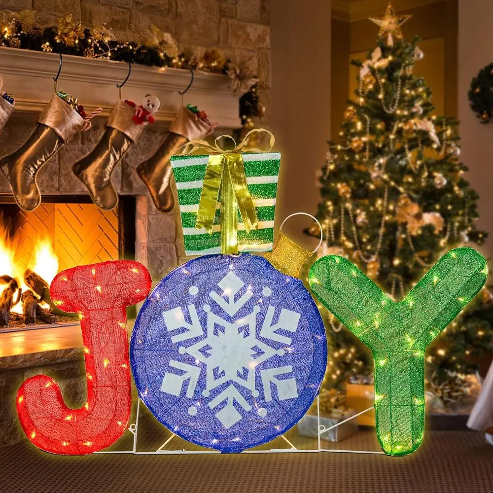 40 Illuminated Joy Nativity Outdoor Yard Sign with 70 LEDs, Christmas Lawn Decoration for Parties & Holidays