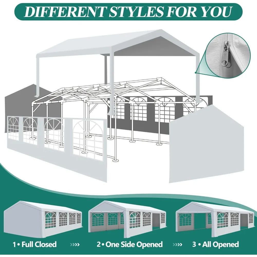 20' x 30' Canopy Party Tent & Carport - Heavy Duty Outdoor Wedding Gazebo with 4 Sand Bags, Event Shelter Canopy for Outdoor Eve