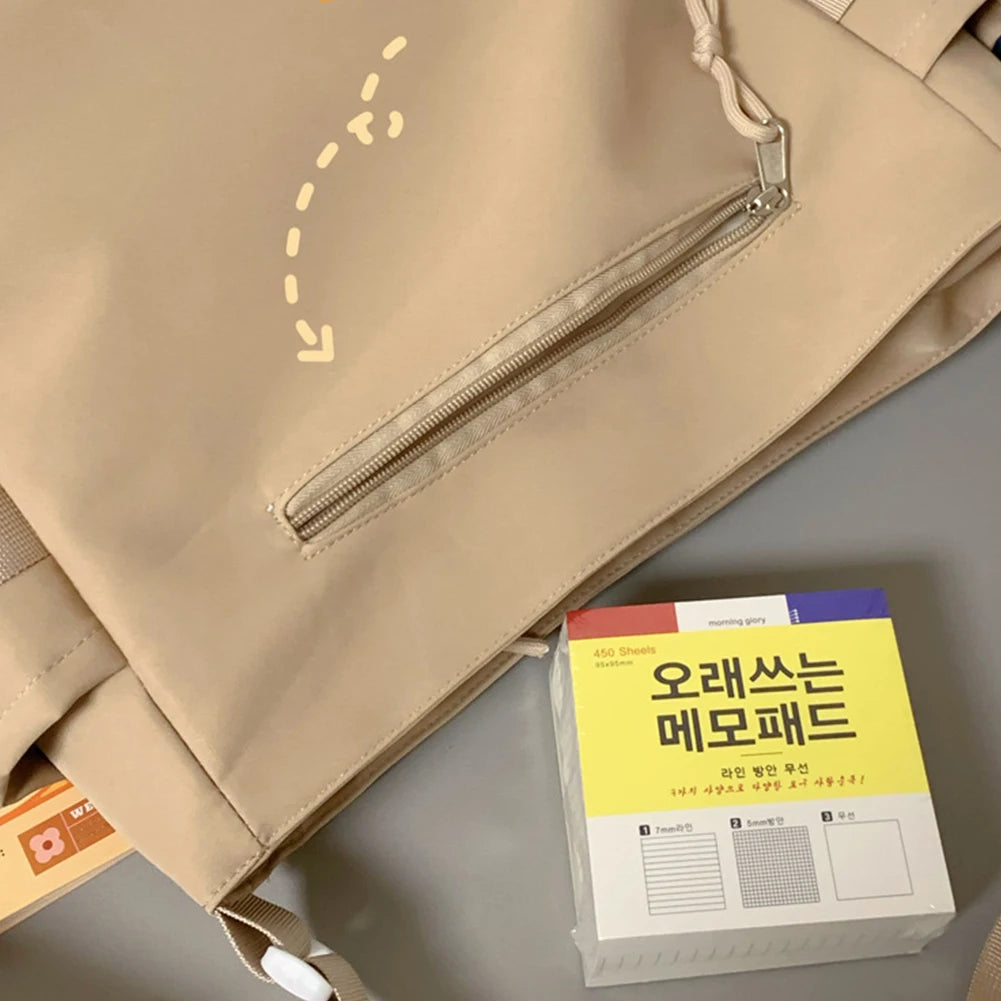 Women's Shoulder Purse with Clear Window Cartoon Book Bag Multi-pockets Simple Tote Bag Trendy Outdoor Bag