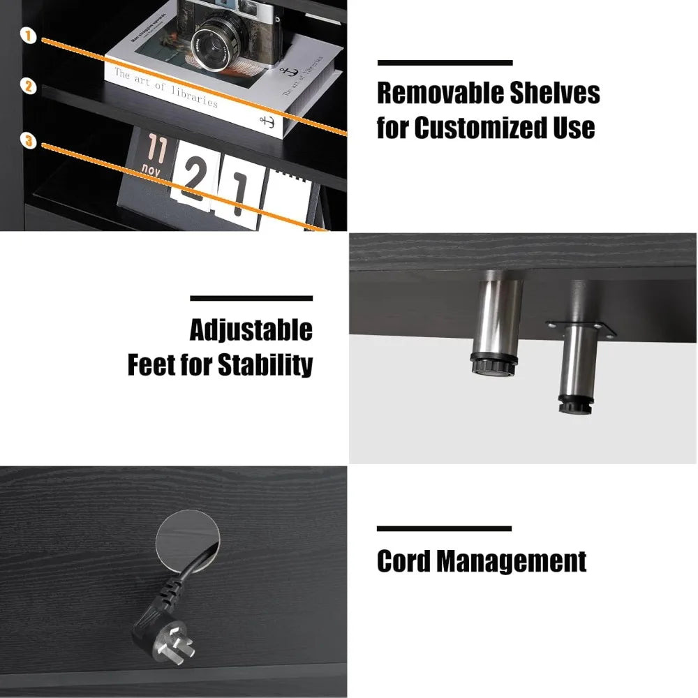 Fireplace TV Stand, Wood Texture Entertainment Center with 23'' Electric Fireplace, Farmhouse Entertainment Stand Media