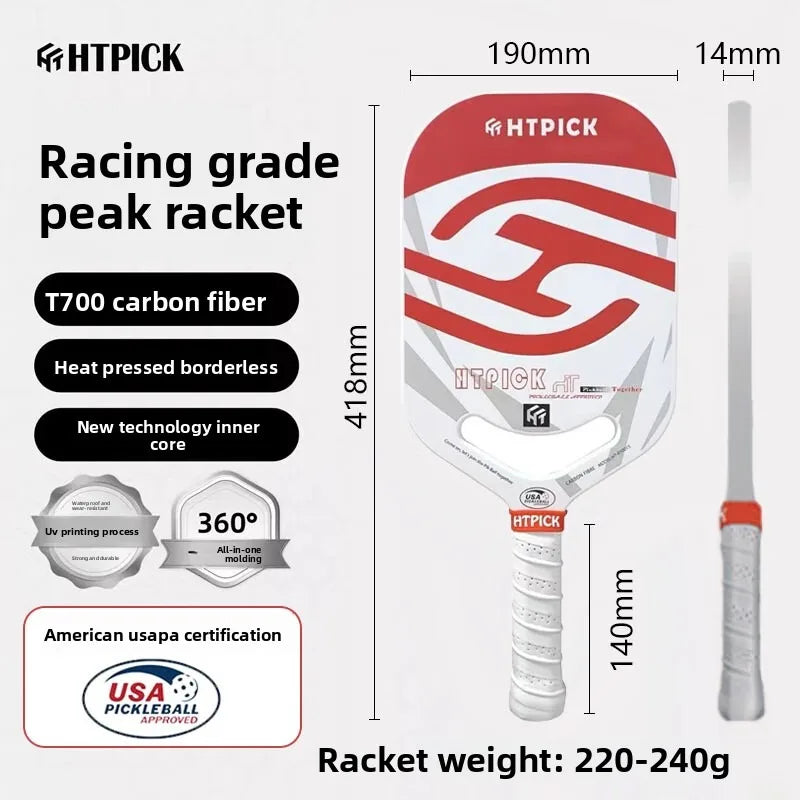 HTPICK Pickleball Carbon Fiber T700 Hot Pressed Borderless Integrated Molding High end Professional Enhanced Rotation Pickleball
