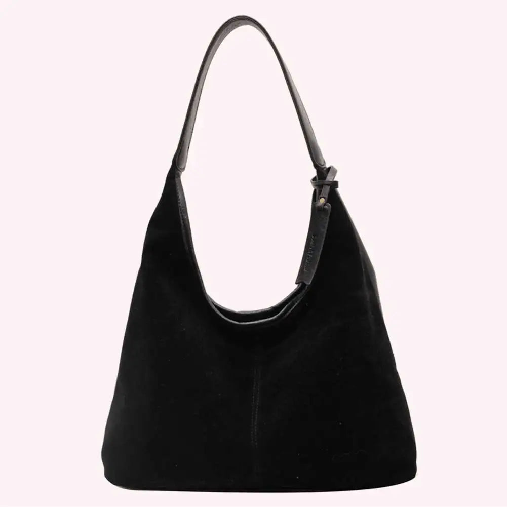 Women Suede Tote Bag Magnetic Closure Shoulder Bag Slouchy Retro Handbag Large Capacity for Work Travel （Velvet+PU）