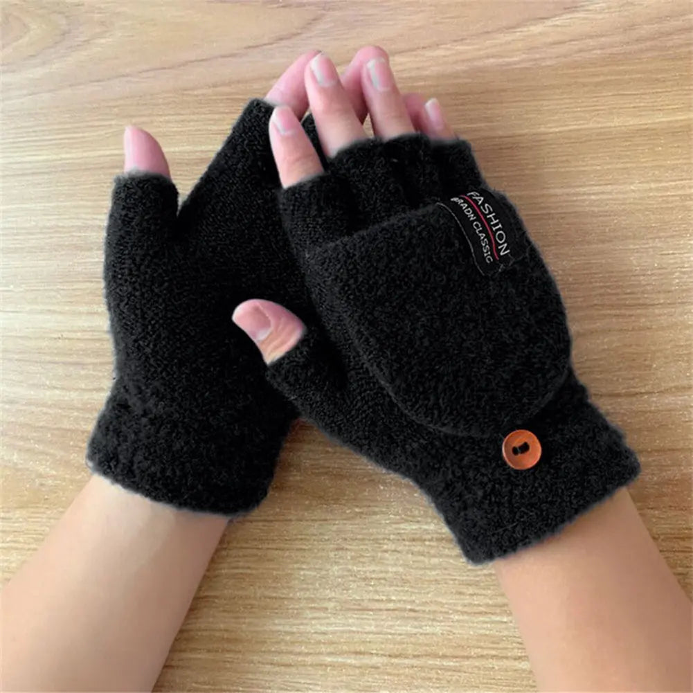 Woman's Double-Sided Heating Gloves Adjustable Temperature Rechargable Mittens Washable Fingerless Hand Warmer Warm for Outdoor Hiking