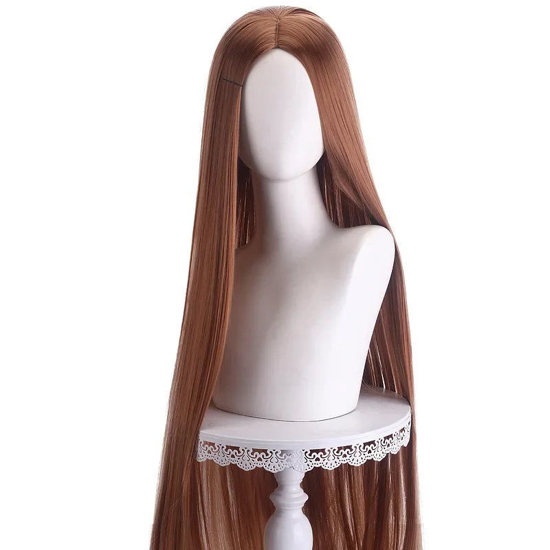 Long Straight Cosplay Wig 100 cm Center Parting Central Split Blond Pink Red Purple Heat Resistant Synthetic Hair Wigs