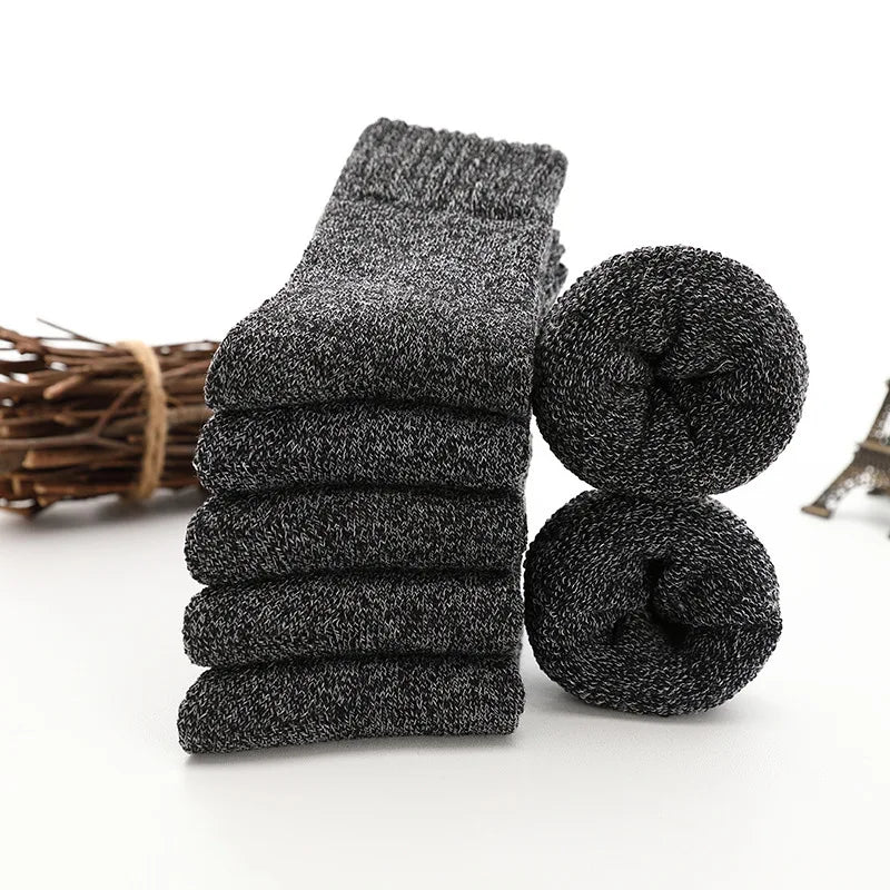 5 Pairs Super Thick Winter Woolen Merino Socks for Men Towel Thermal Warm Sport Socks Cotton Male's Cold Snow Boot Terry Sock