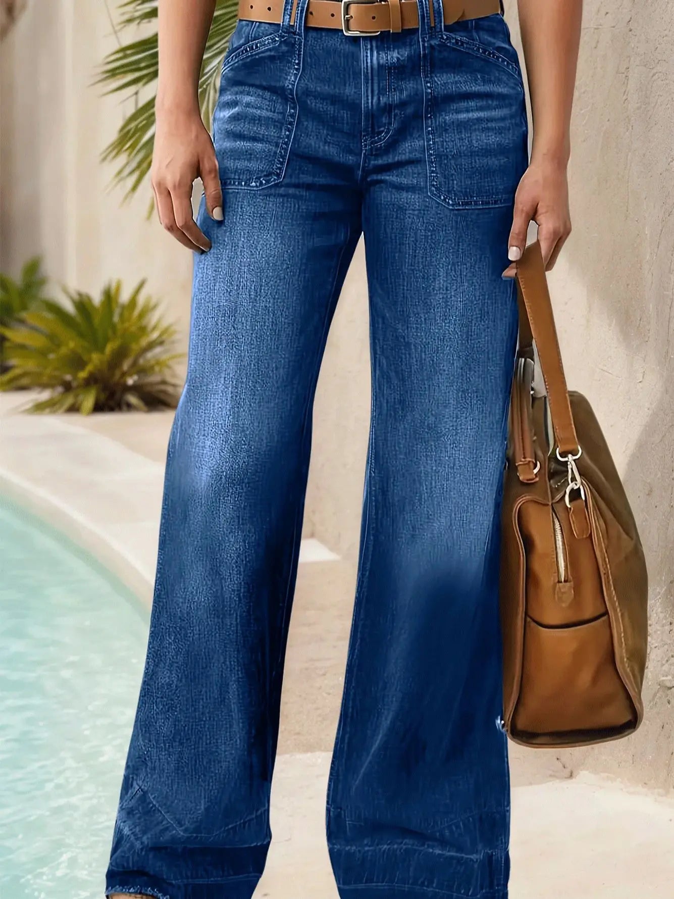 Women’s Slim-Fit Straight Leg Jeans - Washed Denim Trousers for a Flattering Look