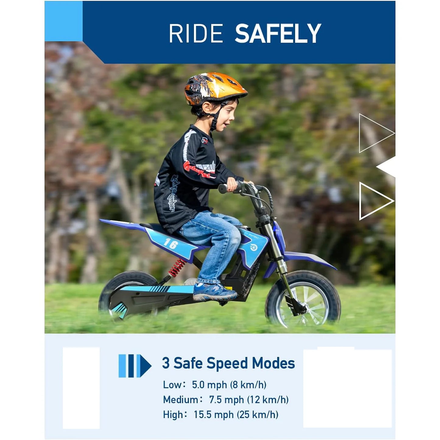 Hiboy 36 V & 300 W Electric Motorcycle - Up to 15.5 MPH & 13.7 Miles Long-Range, 3-Speed Modes Electric Dirt Bike for Kids Ages 3-10
