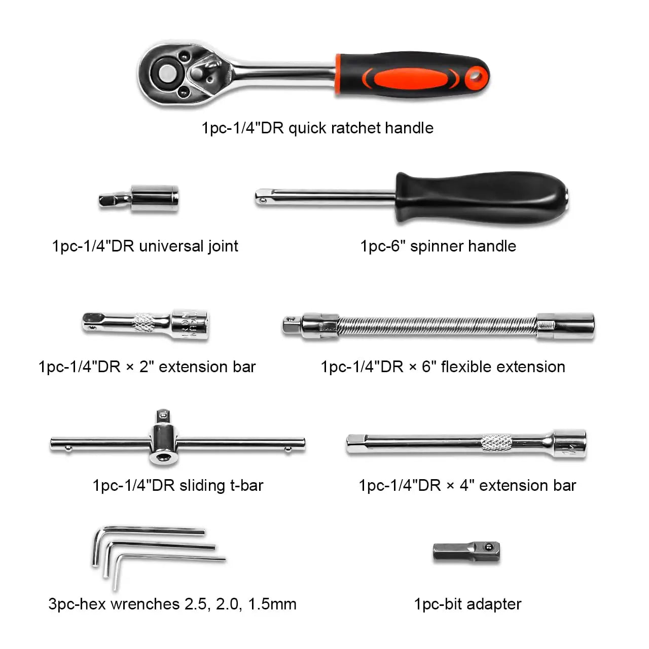 46 Piece set Drive Socket Set Ratchet Wrench Set Car Tool Kit, Bit Socket Wrench Set Metric Mechanic Tool Set Car accessories