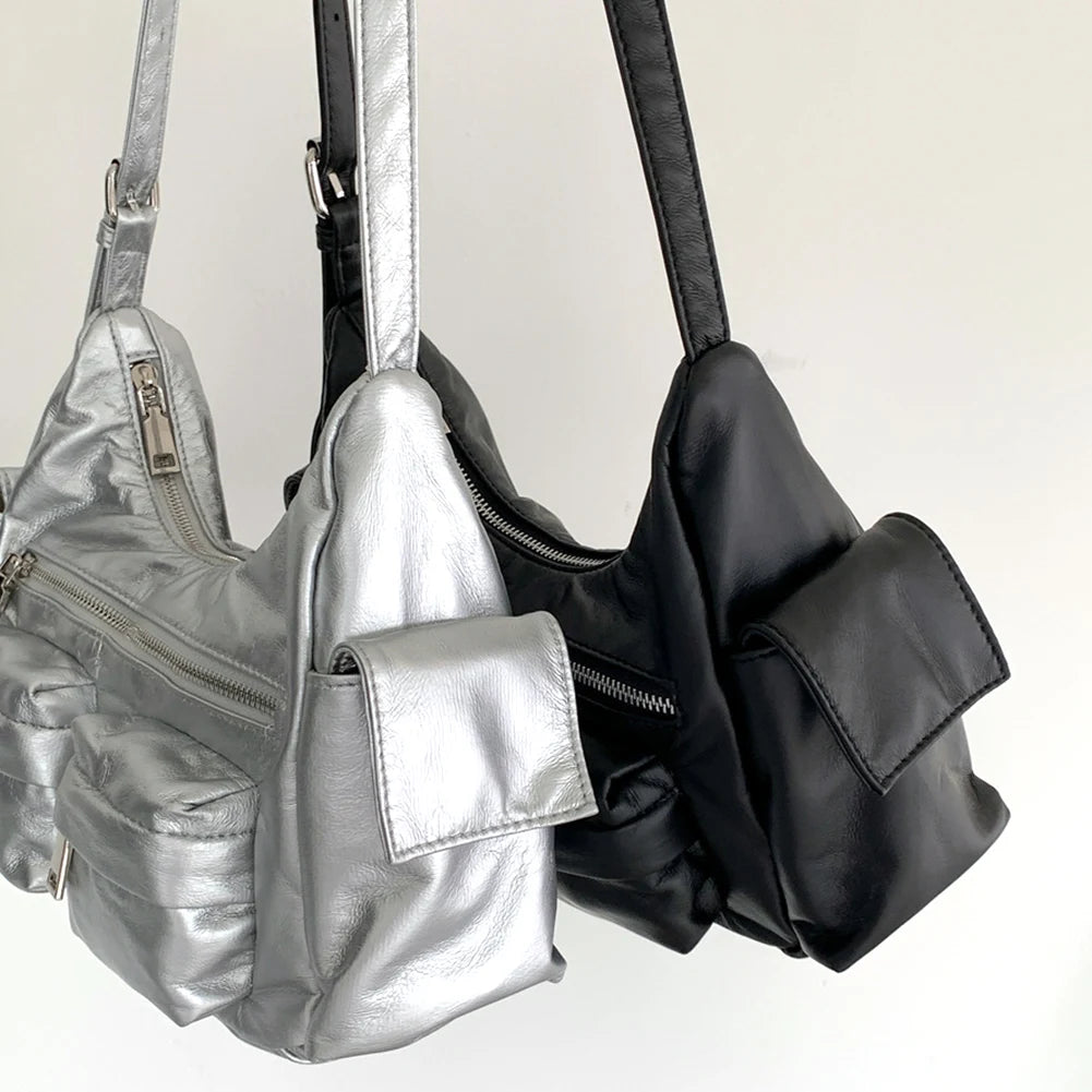 Large Capacity Sling Bags Women's Multi-Pocket Purse Crossbody Hobo Bag Girl Stylish Purse Ladies Solid Versatile Crossbody Bag