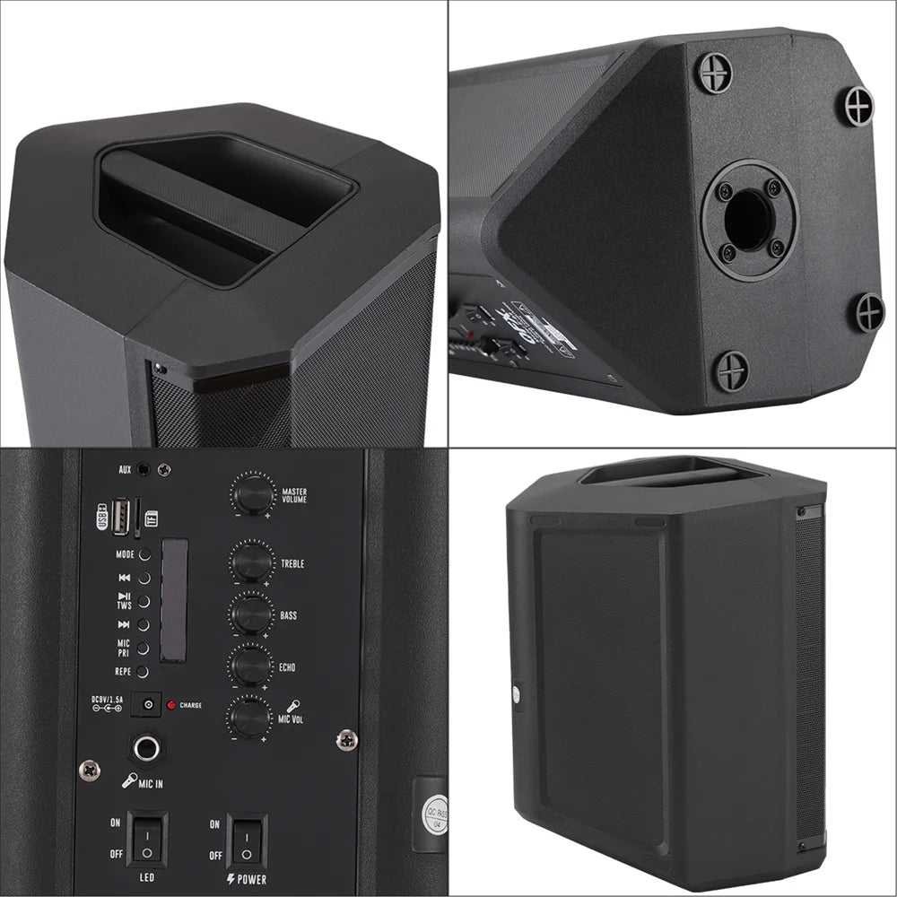 5000 W Portable Tilt-able Bluetooth Party Speaker 8 "Sub-woofer Heavy Bass Sound System D J Led Light Loud Speaker with Microphone