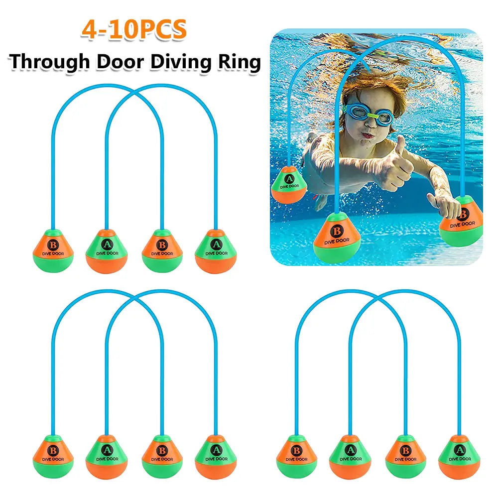 4-10PCS Swimming Game Aids Dive Door Funny Diving Doors Rope Reusable Dive Swim Through Door Adults Kids for Outdoor Pool Games