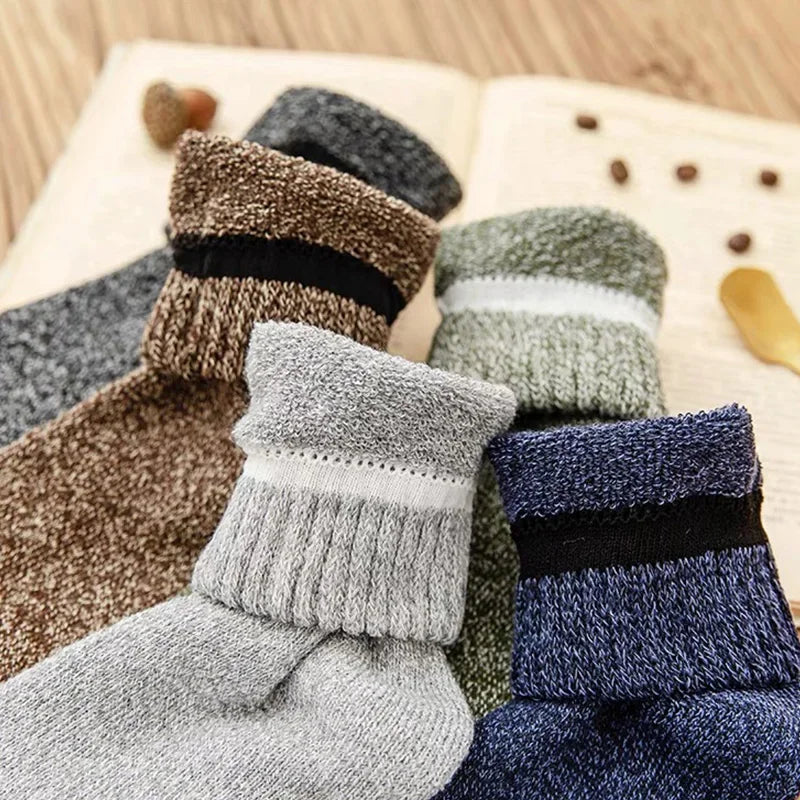 5Pairs Super Thick Winter Woolen Merino Socks for Men Towel Thermal Warm Sport Socks Cotton Male's Cold Snow Boot Terry Sock