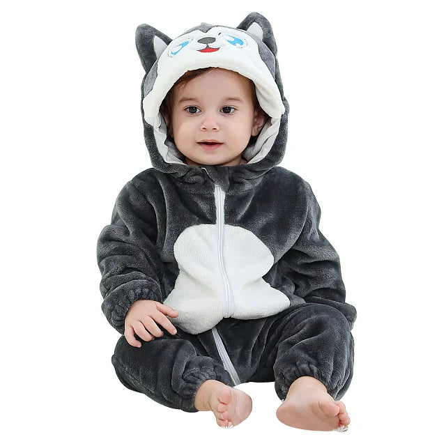 MICHLEY Halloween Winter Baby Rompers Hooded Flannel Cosplay Toddler Infant Clothes Bodysuits Jumpsuit Costume For Girl Boy