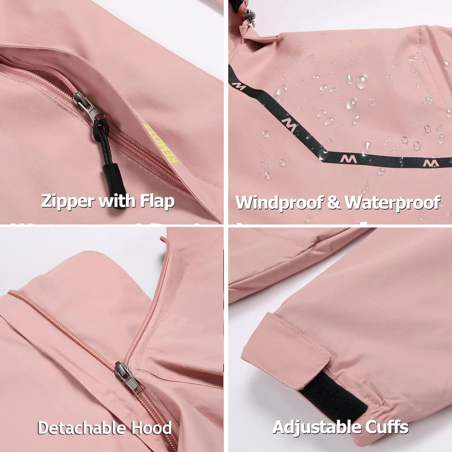 Women's Waterproof Rain Jacket,Lightweight Windproof Full Zip Women's Packable Fall Raincoat Windbreaker with Hood